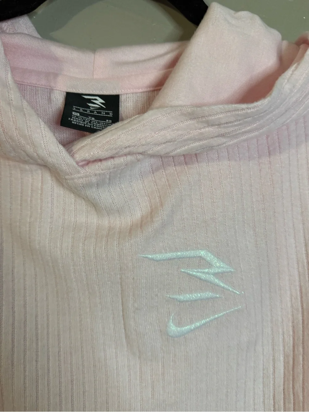 Nike Women's Light Pink Ribbed Cowl-Neck Hoodie
